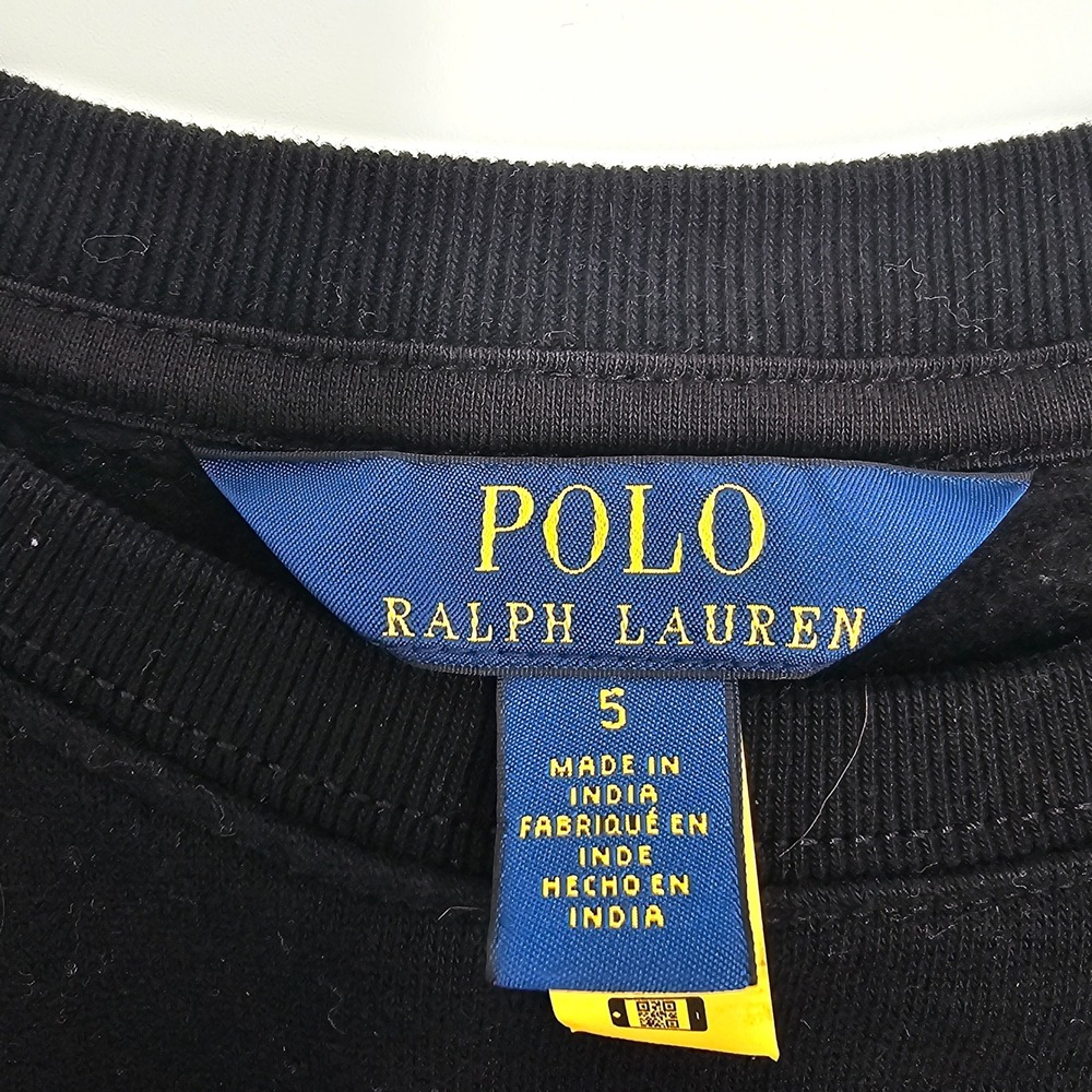 Polo Ralph Lauren Kids Black Plaid Logo Sweatshirt Size 5 - Picture 3 of 3